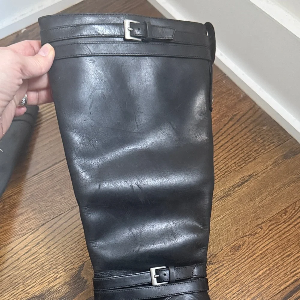 NWOT UGG Women's Black Leather Wedge Boots Sz 7 waterproof warm